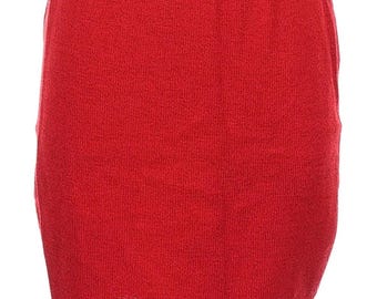 Vintage St John Red Knit Pencil Skirt, Size 8