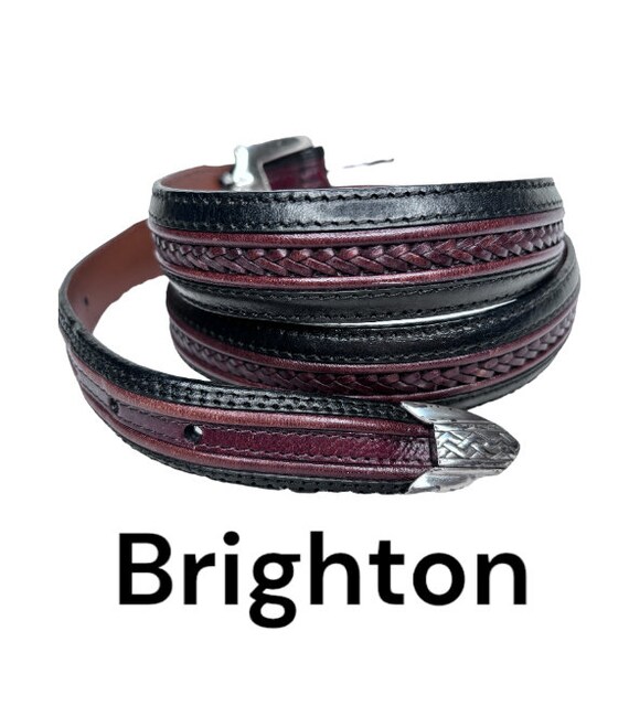 Brighton Pinon Hills Mens Inlay Wovan Belt: Black-brown - Etsy display picture 2