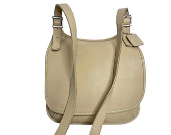 Vintage coach beige- cream soft  leather  cross body- shoulder bag purse  #9135- barely used