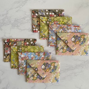 Japanese Envelopes, Mini Envelopes, Set of 8 Handmade Envelopes, Japanese Ephemera Envelopes.