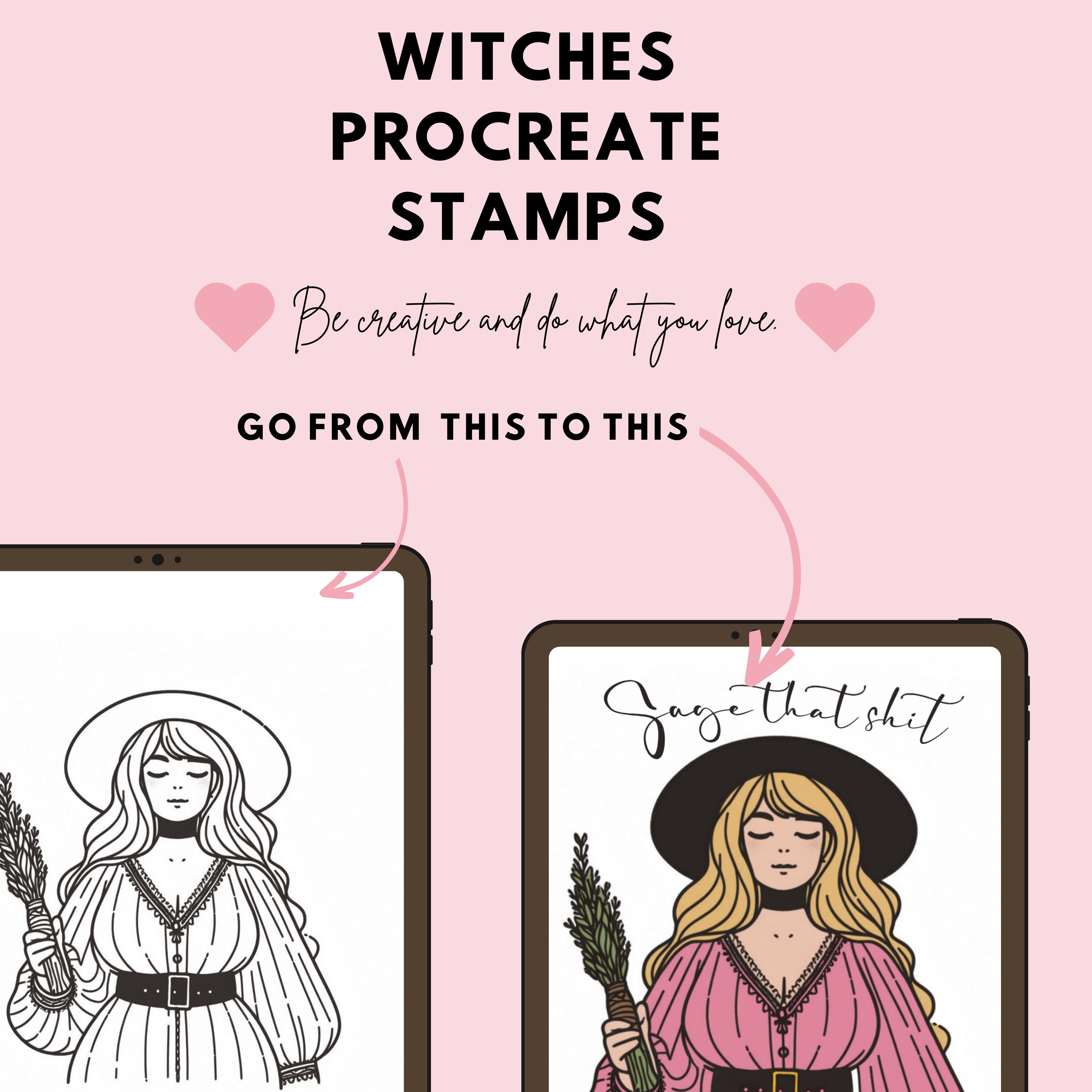 Witch Procreate Stamps – 170+ Mystical Woman Designs for Digital Art - Etsy