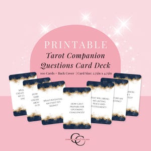 Baraja de preguntas de tarot imprimibles: cartas de reflexión y orientación para mejorar tus lecturas, impulsar tu crecimiento personal y el autodescubrimiento.