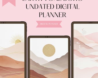 Boho Digital Planner: Earth Tones, Undated Life Organizer (PDF Download)
