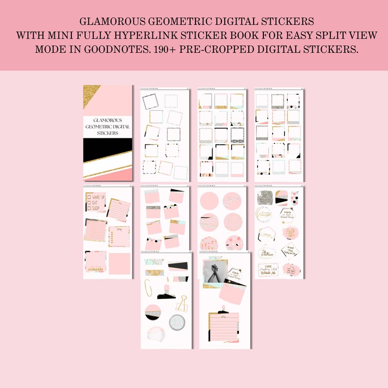 Geometric Planner Stickers - 80+ Pastel Pink and Gold Geometric ...
