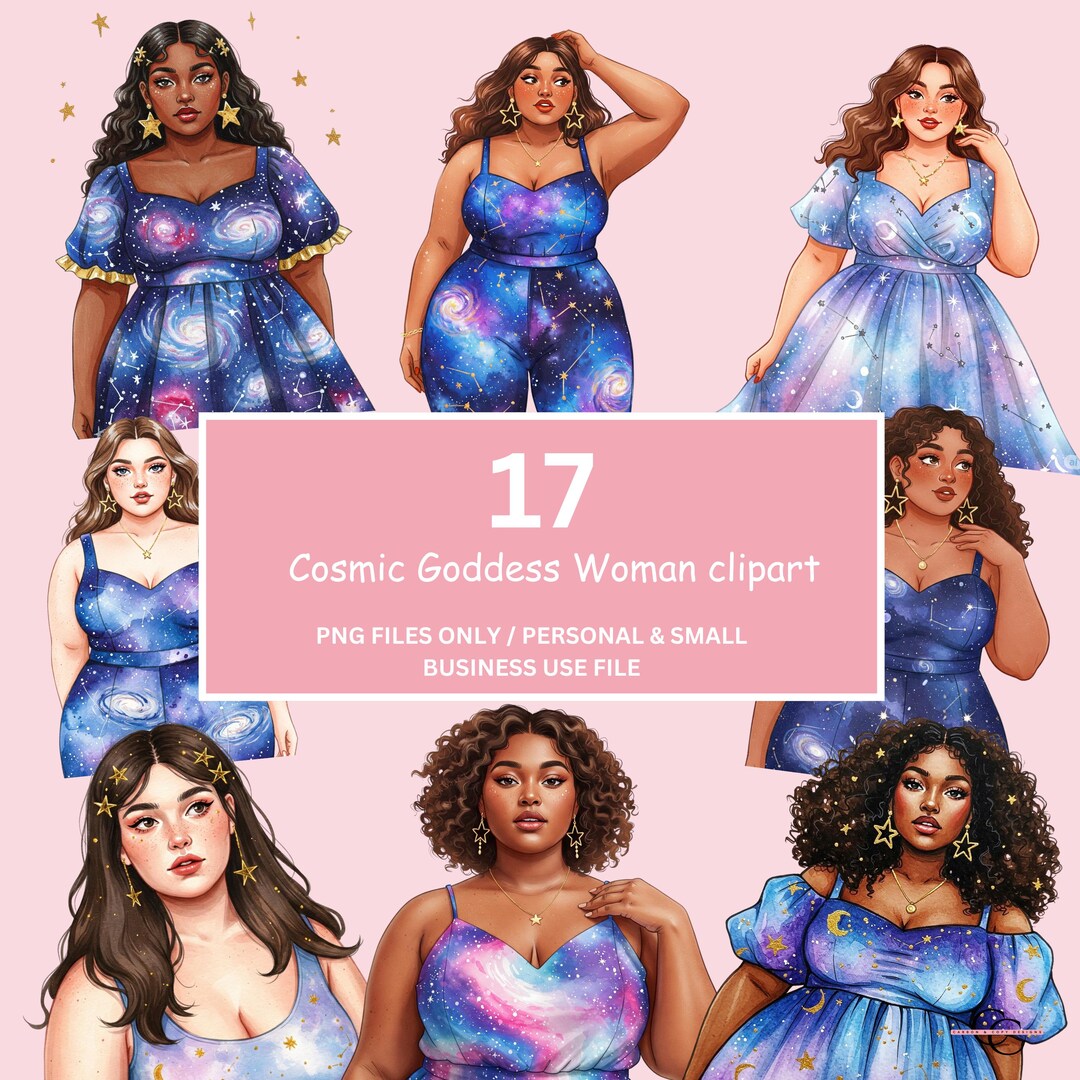Curvy Cosmic Goddess Pngs – 17 Mystical Plus Size Galaxy Women Clipart ...