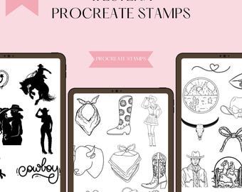 Western Procreate Stamps - 156 Cowboy Life Set for Digital Art
