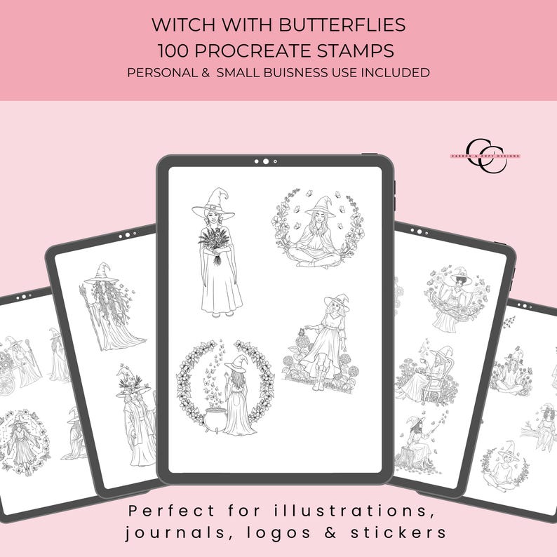 Witchy Woman Procreate Stamps – 100 Witch With Butterflies for Mystical ...
