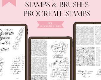 110 Vintage Text Pattern Procreate Stamp & Brush Set for Digital Creations