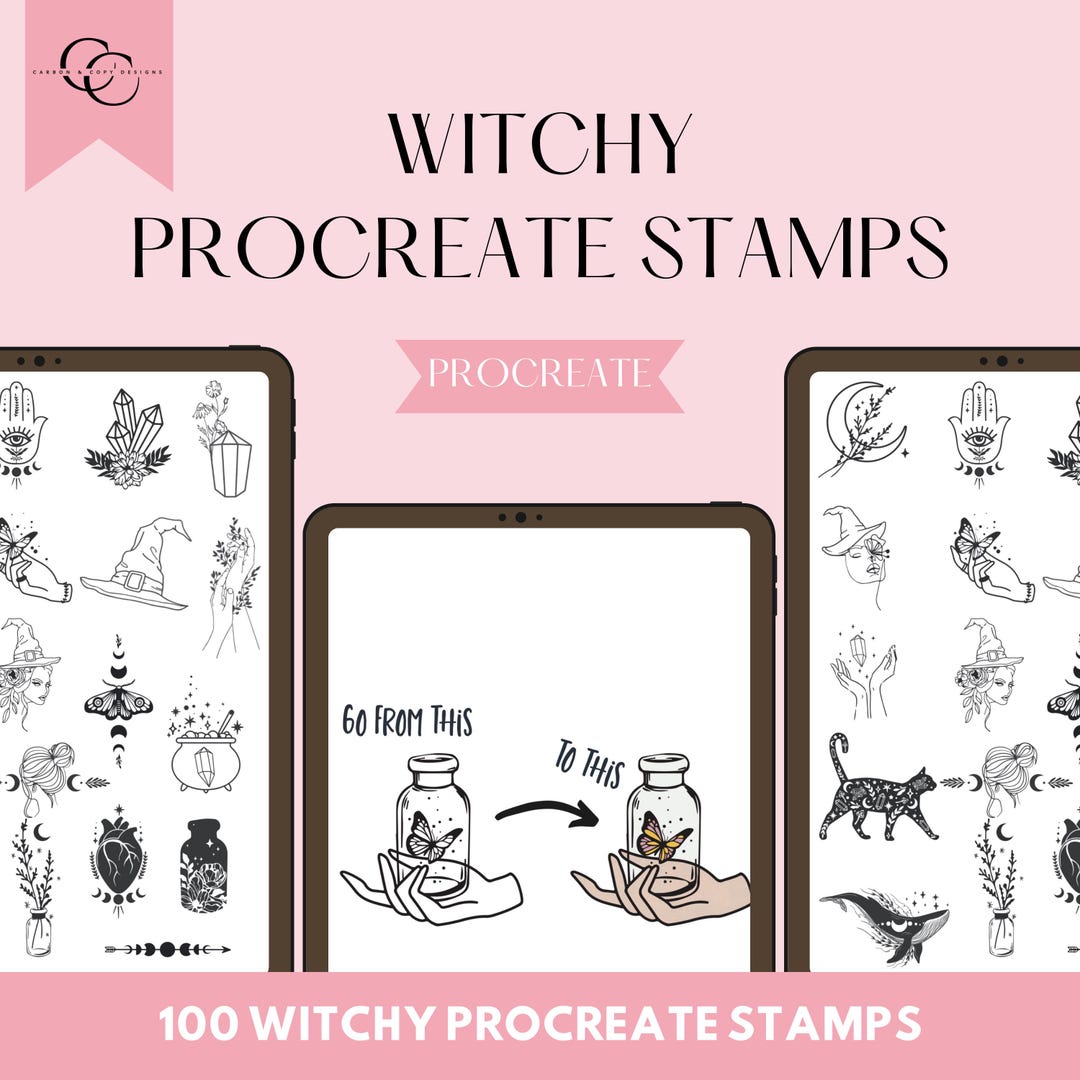 100 Witchy Procreate Stamps | Magic, Moon, Tarot, Celestial, Witchcraft ...