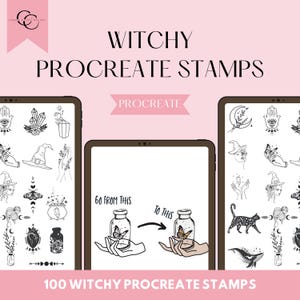 100 Witchy Procreate Stamps | Magic, Moon, Tarot, Celestial, Witchcraft, Digital Art Brushes for Procreate | Instant Download