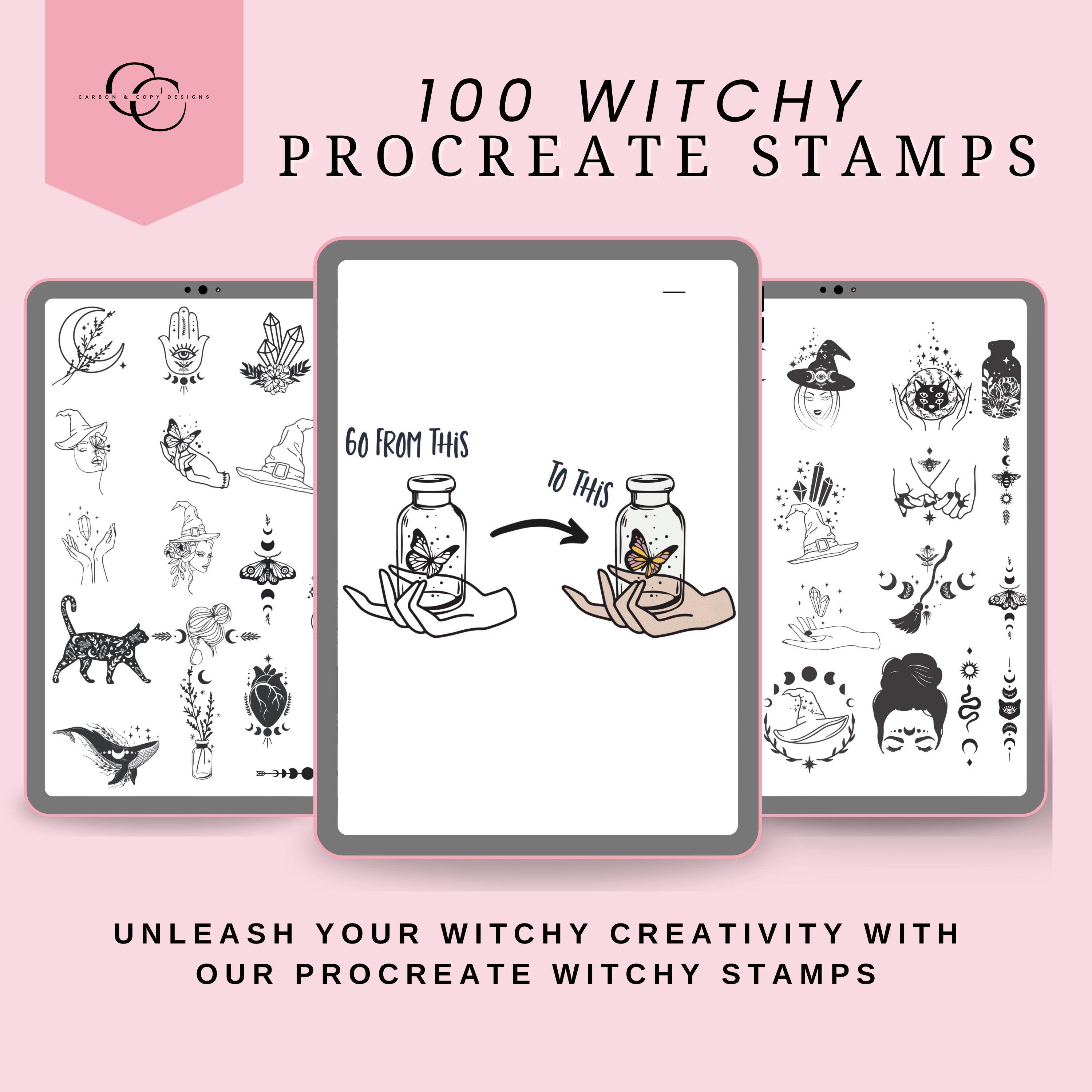 100 Witchy Procreate Stamps | Magic, Moon, Tarot, Celestial, Witchcraft ...