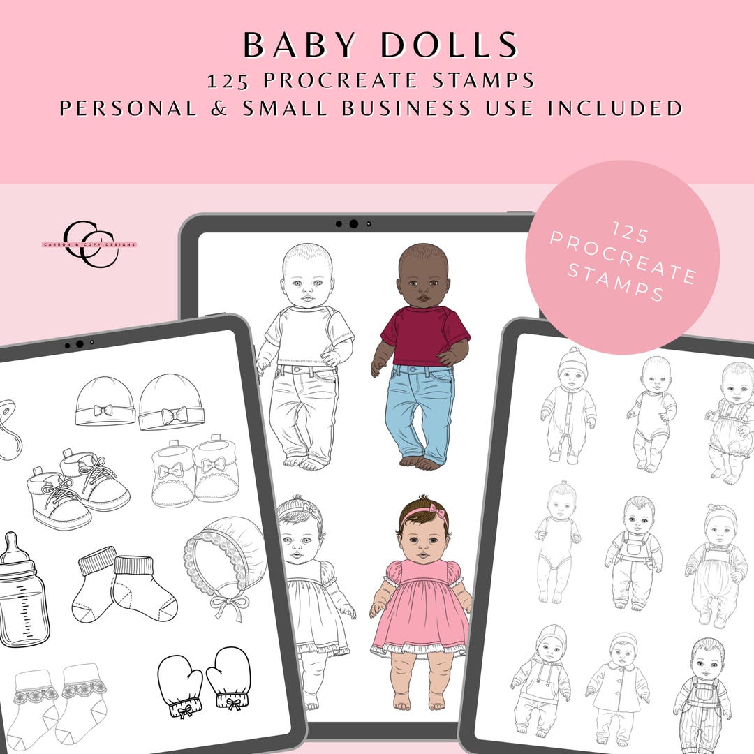 125 Baby Doll Procreate Stamps – Soft & Sweet Babies and Accessory ...