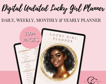 Lucky Girl Digital Planner for Black Women – Daily, Weekly & Monthly Layouts. Undated and Hyperlinked