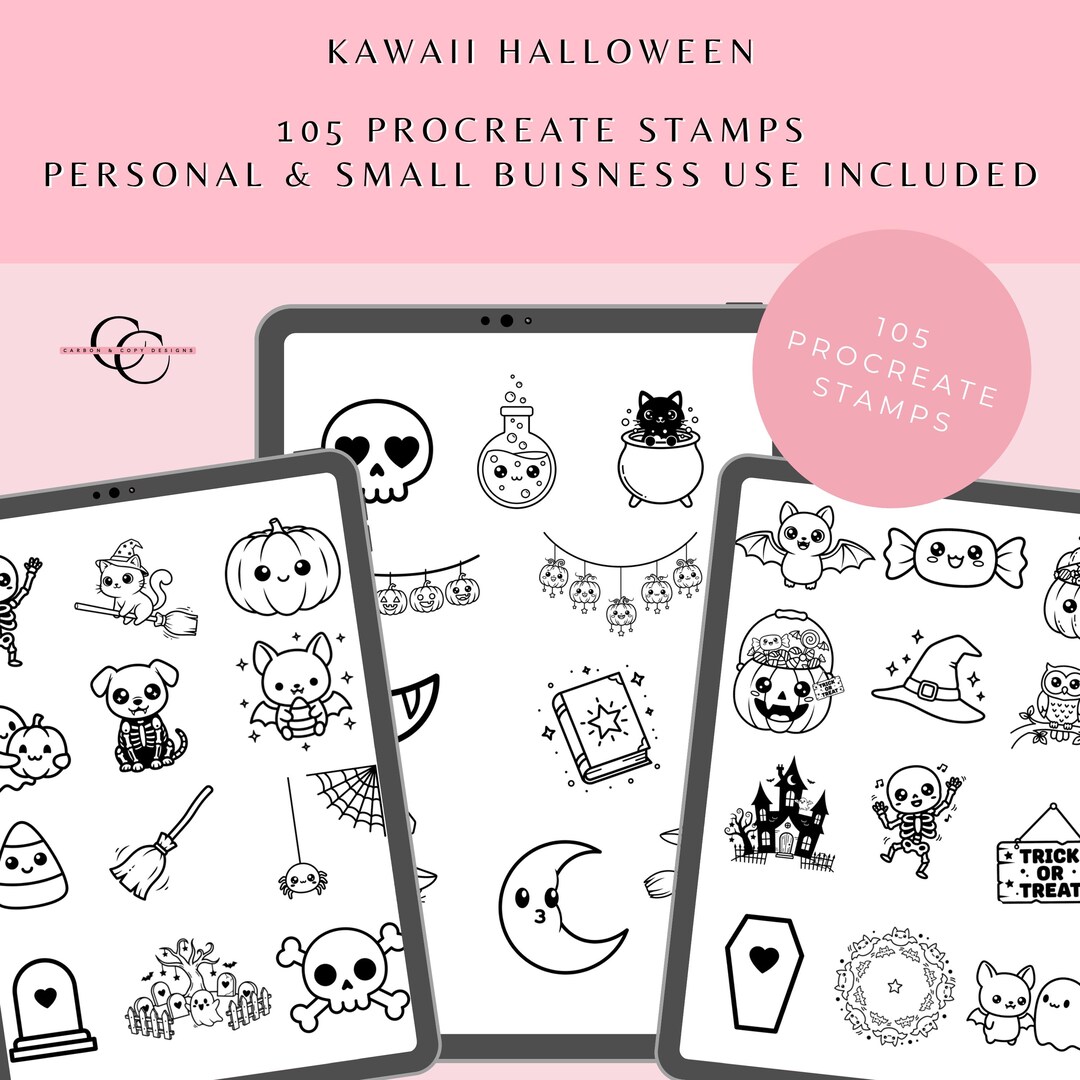 Kawaii Halloween Procreate Stamps | 105 Brushes (digital Download) - Etsy