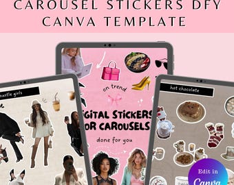 Canva Carousel Sticker Templates: 600+ Social Media Designs (PLR & MRR) Digital Download