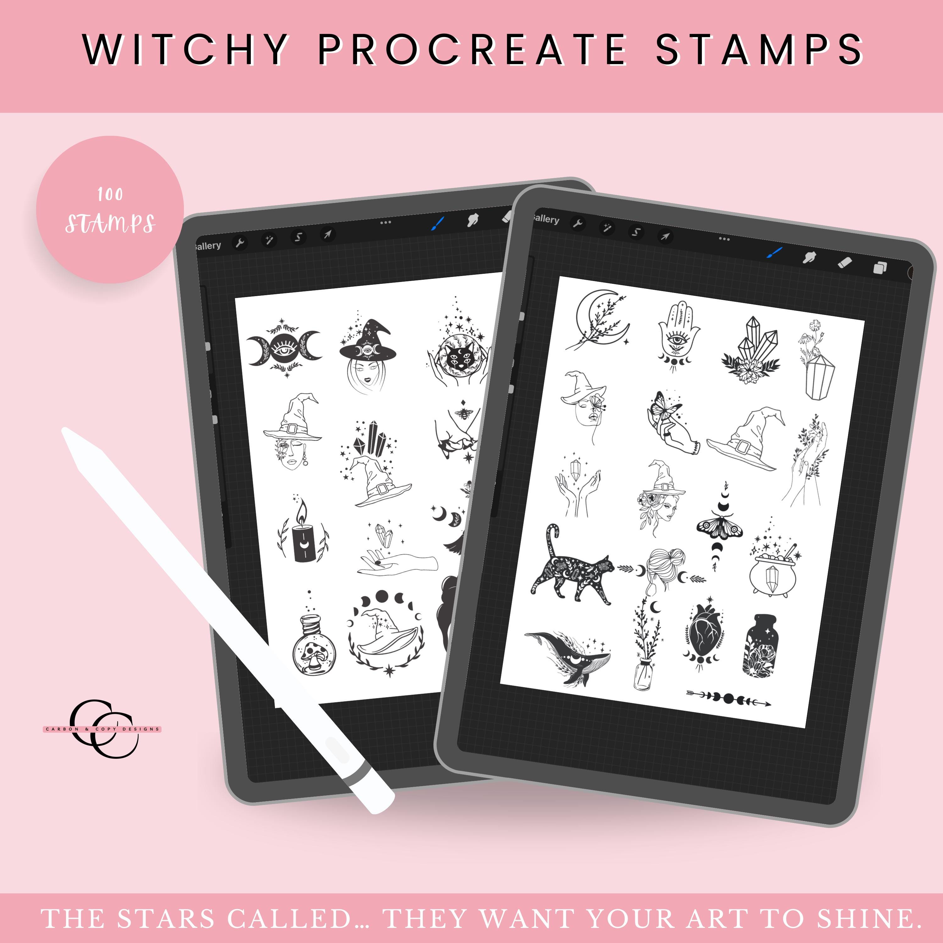100 Witchy Procreate Stamps | Magic, Moon, Tarot, Celestial, Witchcraft ...