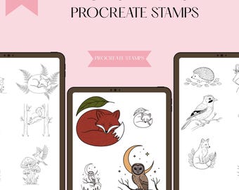 Forest Animal Procreate Stamps – 101 Woodland Creature Designs for Digital Art