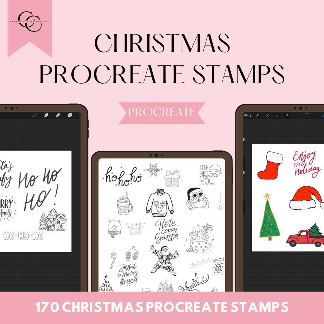 170 Christmas Procreate Stamps | Holiday Digital Brushes (digital ...