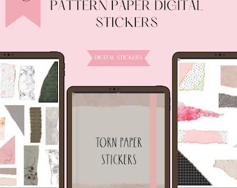Gold Edge Torn Paper Digital Stickers: Planner Scrapbook Embellishments (PNG, GoodNotes)
