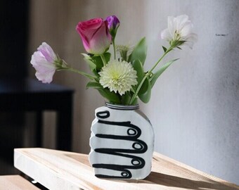 Vase artisanal en céramique fait main | Décoration moderne originale et unique | Cadeau d'intérieur minimaliste