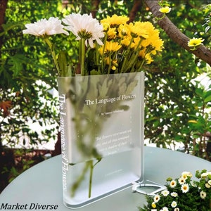Vase livre en acrylique pour décoration d'étagère Décoration d'intérieur moderne pour les amateurs de livres et de fleurs, cadeaux pour événements, anniversaires et pendaison de crémaillère image 1