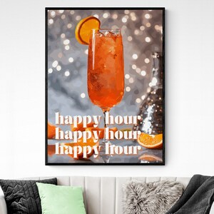Aperol Spritz-print | Happy Hour-poster | Cocktailprint | Bardecoratie | Moderne barwagen | Trendy muurkunst | Restaurantposter | Chef-kokcadeau