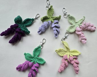 Handmade Crochet Lavender Keychain | Key Ring Accessory | Adorable Lavender Keyring | Flowers