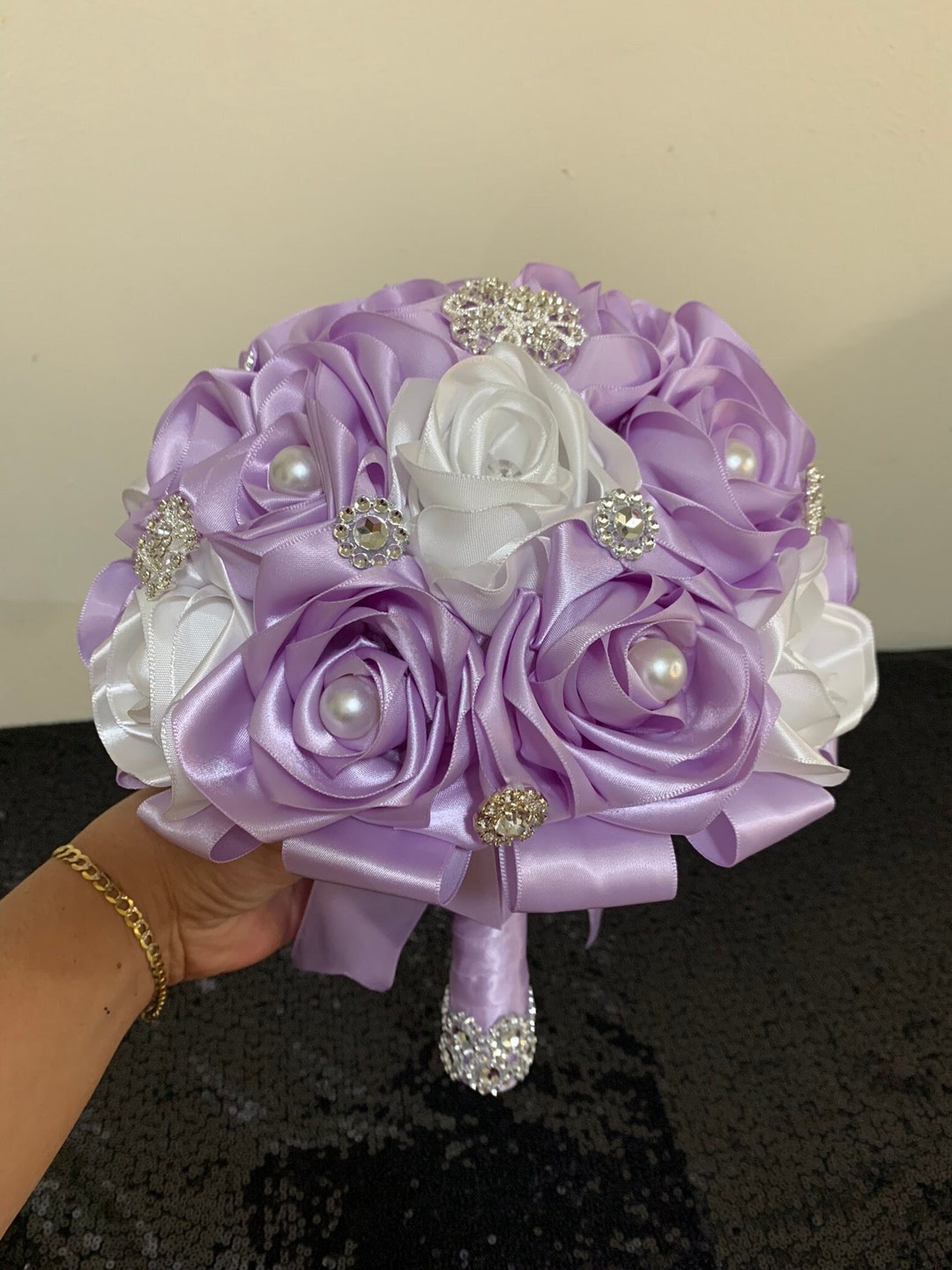 Quinceañera Bouquet, Bouquet of Eternal Lilac Purple and White Flowers ...
