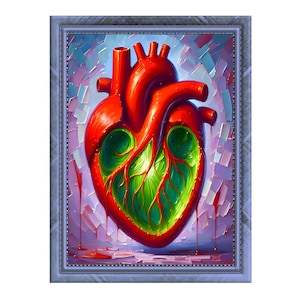Surrealistisches Herz-Anatomie-Druck: Rote anatomische Kunst (Digitaler Download Jpg-Dateien