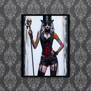 Goth Girl Gothic Wall Art, Dark Punk Poster, Alternative Home Decor, Edgy AI Artwork