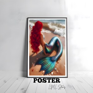 Mermaid Art Print: Iridescent Tail, Fantasy Ocean Decor
