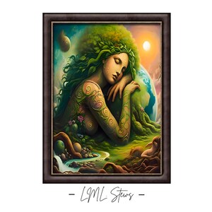 Mother Nature Wall Art Poster, Earth Goddess Print, Spiritual Nature Decor, Feminine Energy Artwork, Unframed Vertical Print
