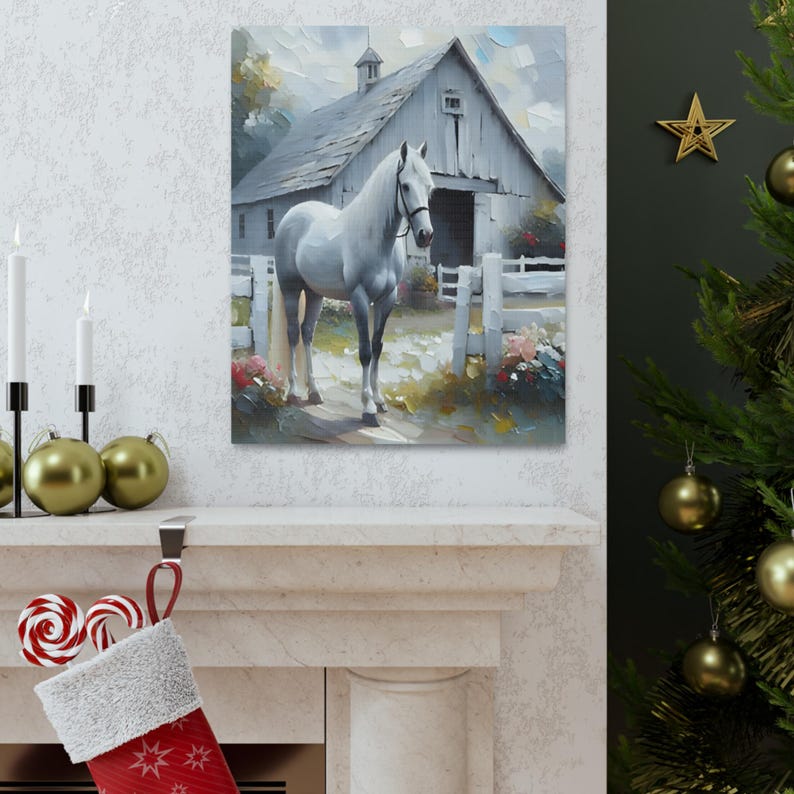 Upgrade Your 'Rustic Horse Farmhouse' (Style 3) Canvas To 24x48 Inches main image 1