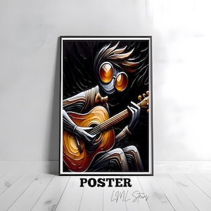 Póster de guitarra acústica para pared, diseño abstracto de música para decoración del hogar y el estudio, regalo para amantes de la música.