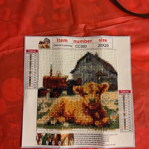 finished farm theme with small cow   diamond painting
