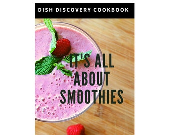 May include: A pink smoothie with raspberries and mint in a glass on a wooden surface. The text "It's All About Smoothies" and "133 PLR Smoothie Recipes" is on the image.