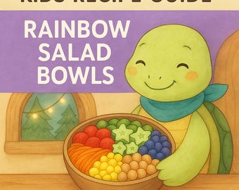 Kids Rainbow Salad Recipe Printable | No-Cook Healthy Snack | Gluten-Free | Vegetarian | Vegan | Illustrated Guide (PDF)