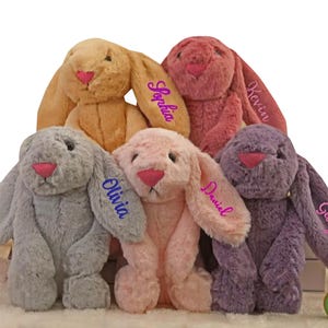 Gepersonaliseerde pluche konijn, knuffel kerstkonijn voor kinderen, aangepaste pluche paashaas voor kinderen, knuffel voor kraamcadeaus
