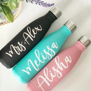 Insulated Water Bottle with Name, Custom Printed Sports Water Bottle, Personalized Water Bottle for Wedding, Christmas Bridesmaid Tumblers