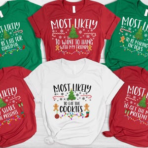 Magliette per la famiglia più propense a Natale, magliette per feste di gruppo abbinate a Natale, magliette di Natale stampate con 36 citazioni, divertenti regali di Natale per la famiglia