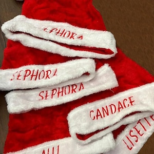 Personalized Santa Christmas Hat, Custom Knitted Christmas Holiday Winter Hat, Embroidered Name Matching Santa Hat, Family Christmas Gifts