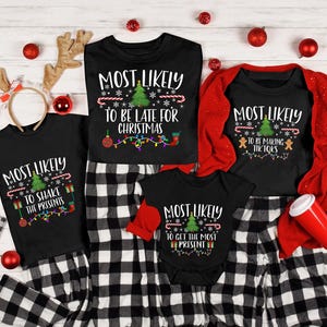 Magliette per la famiglia più propense a Natale, magliette per feste di gruppo abbinate a Natale, magliette di Natale stampate con 36 citazioni, divertenti regali di Natale per la famiglia