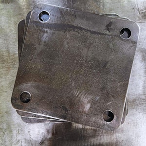 4x4 Base Plate 3/8&quot; holes A36 Carbon Steel Curved Edge 1/4&quot; thick