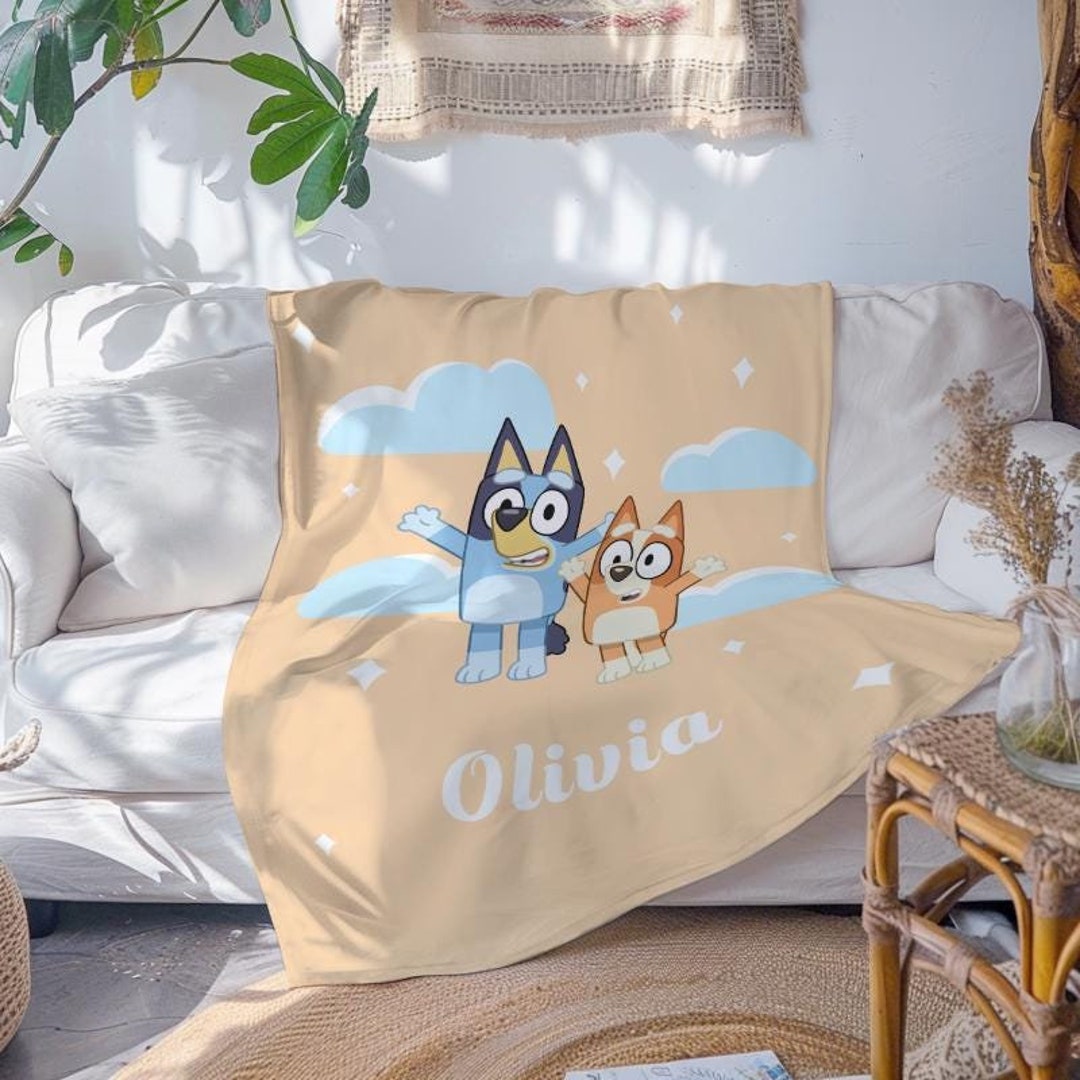Custom Name Blue.y Blanket,bluey Family Blanket,blue Blanket for Girls