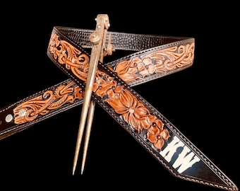 Hand Tooled Custom Floral Belt