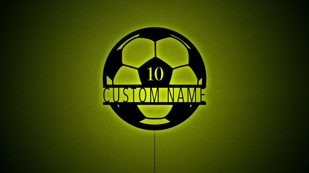 Custom Soccer Wall Art With LED Light, Custom Football Name Sign ...