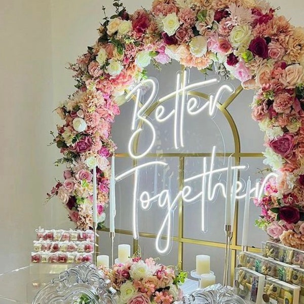 Better Together Neon Sign, Wedding Backdrop Wall Art, Engagement Neon Wall Sign, Wedding Favors, Better Together, Wedding Gifts