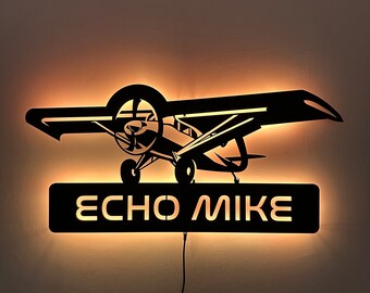 Custom Aircraft RGB Led Sign, Pilot Birthday Gift, Airplane RGB LED Sign, Personalized Pilot Name Sign, Airforce Housewarming Xmas Gifts