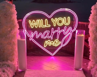 Will You Marry Me Neon Sign, Marriage Proposal Decor, Marry Me Backdrop Sign, Engagement Party Neon Sign, Custom Gift for Her, Event Decor