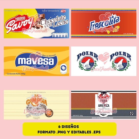 Plantillas envolturas editables para tazas de café productos venezolanos chucherías venezolanas incluye PLANTILLAS PNG Y EPS